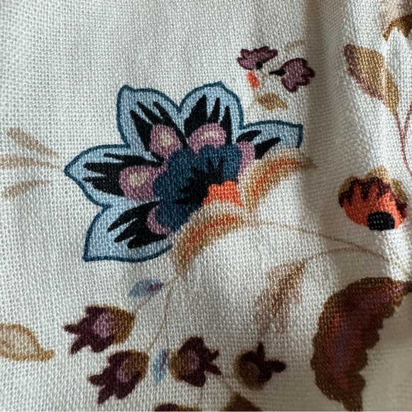 Francesca’s Vera Smocked Sleeve Paisley Dress Size L Linen Blend Cottagecore - Picture 13 of 13